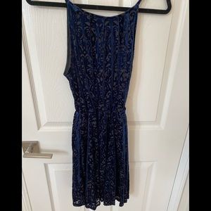 Navy & black velvet dress